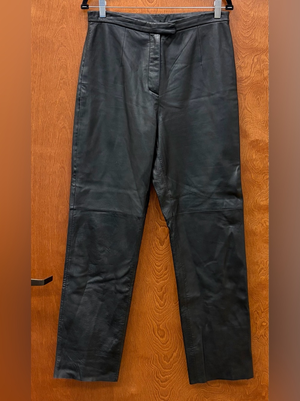 Vintage JLC New York black genuine leather pants high rise straight leg lined